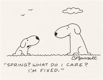 (THE NEW YORKER / DOG / CARTOON.) CHARLES BARSOTTI. Spring? What do I care? Im fixed.